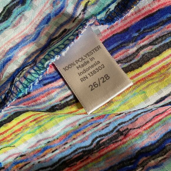 AVENUE Sleeveless Button Down Shirt 26/28 Multicolored Chest Pockets Artsy Top - Picture 2 of 6